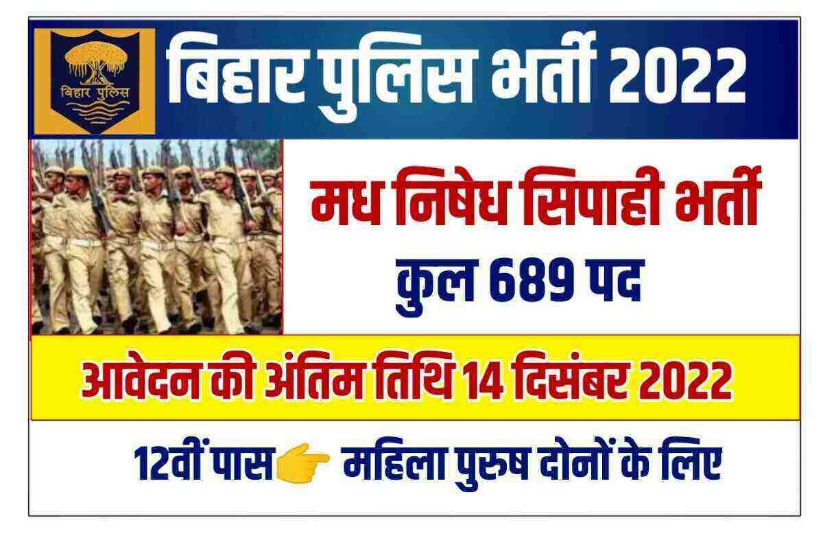 Bihar Police Prohibition Constable Recruitment 2022 Online Apply